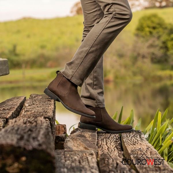 BOTA CHELSEA CAFÉ ALMOFADADA CUERO NOBUCK