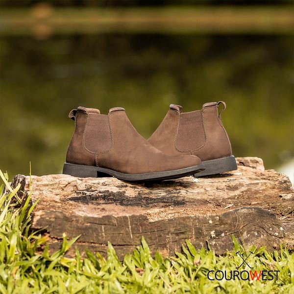 BOTA CHELSEA CAFÉ ALMOFADADA CUERO NOBUCK