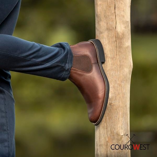 BOTA CHELSEA CAFÉ ALMOFADADA CUERO HIDROFUGADO