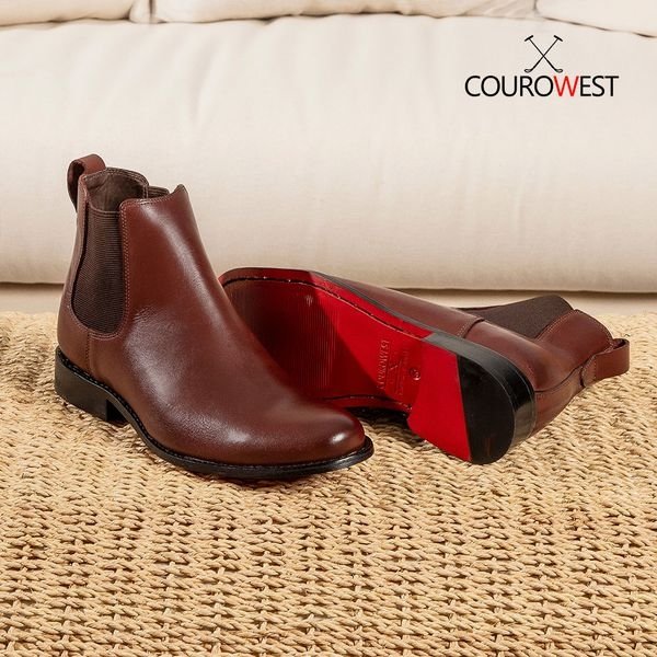 BOTA CHELSEA VINO SUELA DE CUERO ROJO NOBRE