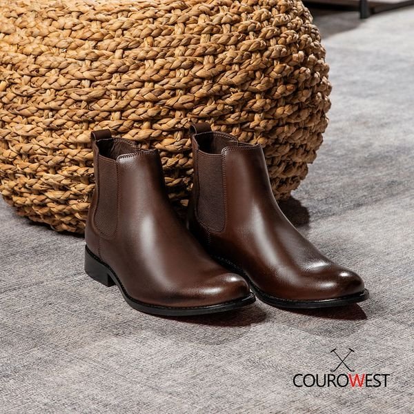 BOTA CHELSEA CAFÉ SUELA DE CUERO ROJO NOBRE