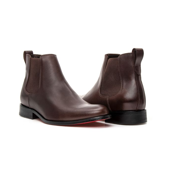 BOTA CHELSEA CAFÉ SUELA DE CUERO ROJO NOBRE