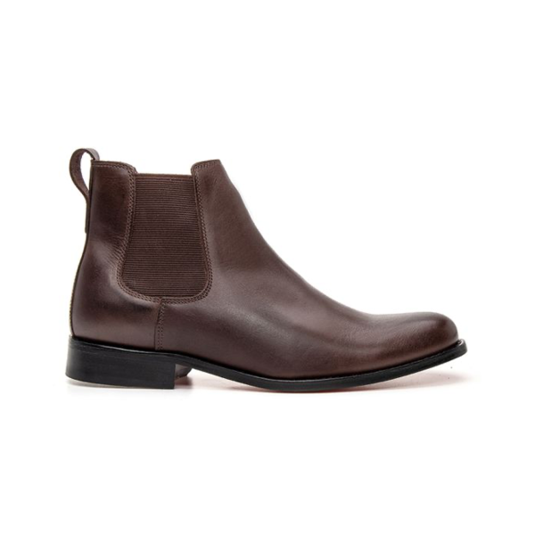 BOTA CHELSEA CAFÉ SUELA DE CUERO ROJO NOBRE