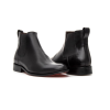 BOTA CHELSEA NEGRO SUELA DE CUERO ROJO NOBRE