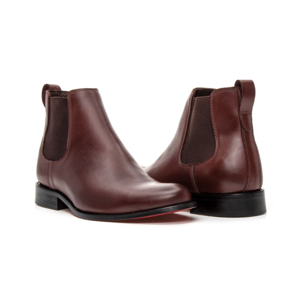 BOTA CHELSEA VINO SUELA DE CUERO ROJO NOBRE