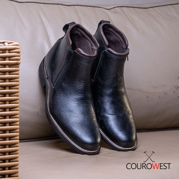 BOTA ZIPADA ANATÓMICA NEGRO CUERO FLOATHER