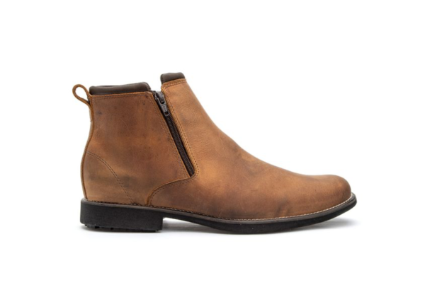 BOTA ZIPADA ANATÓMICA CARAMELO CUERO HIDROFUGADO