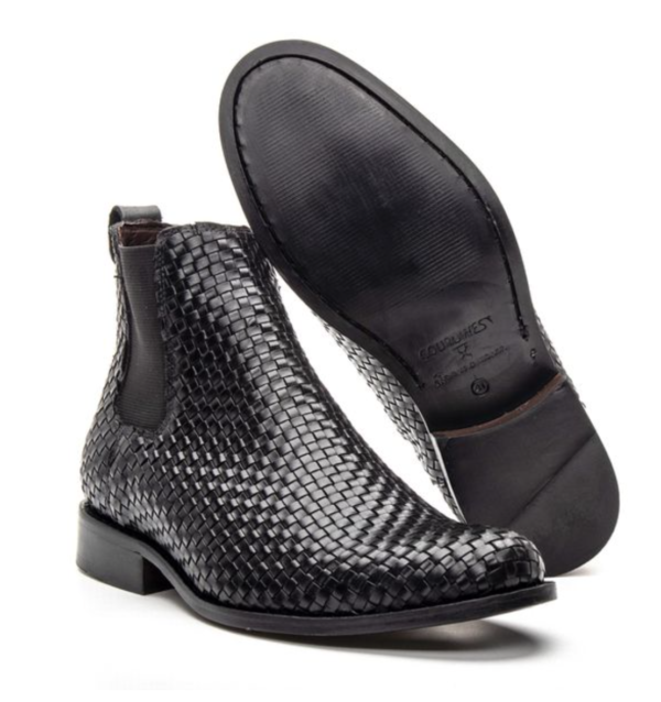 BOTA CHELSEA NEGRO TRICÊ SUELA DE CUERO
