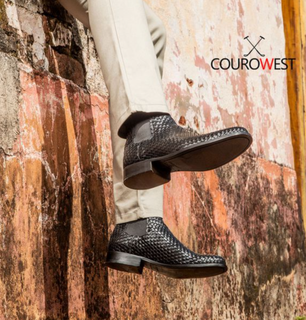 BOTA CHELSEA NEGRO TRICÊ SUELA DE CUERO